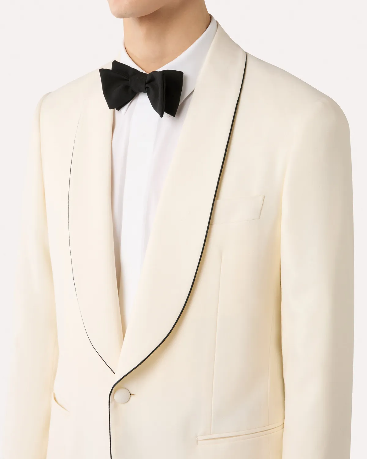 Lardini Soirée giacca monopetto lana stretch panna rever sciallato