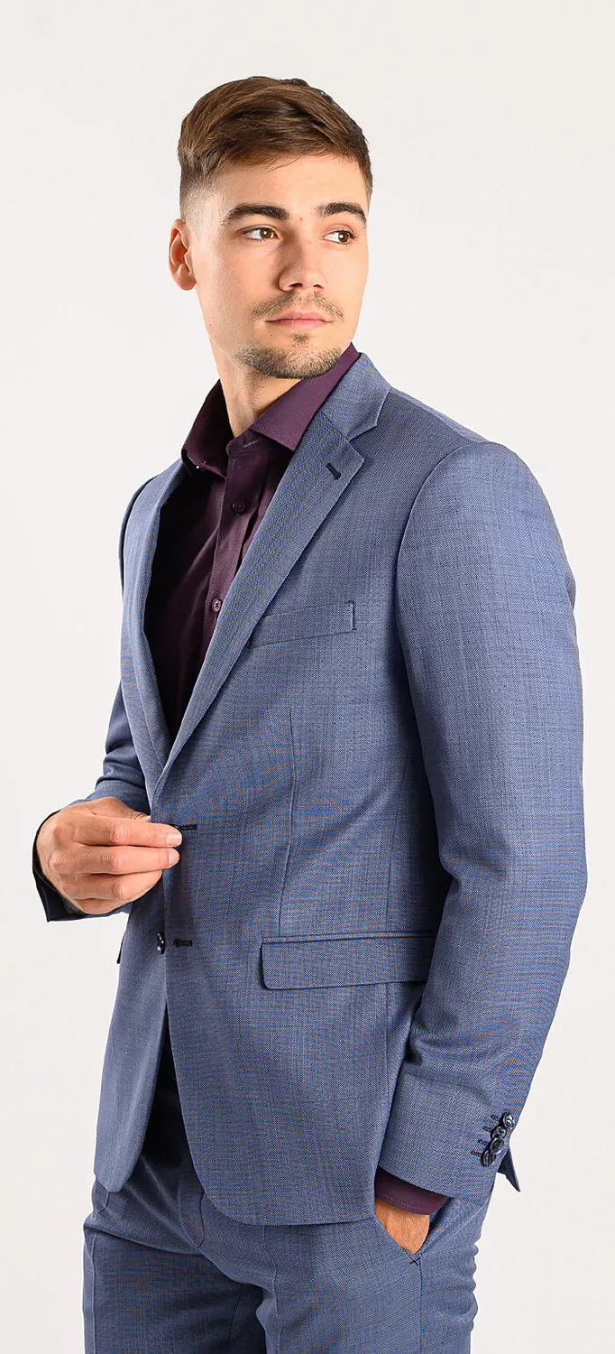 Alain Delon abito azzurro slim fit taglia 48 elasticizzato
