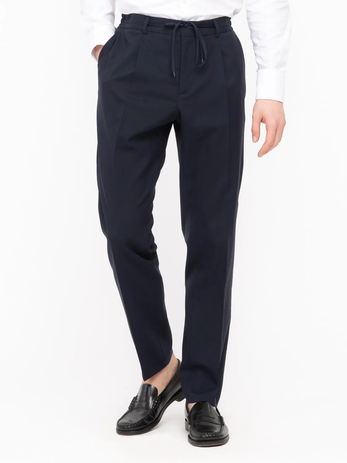 Paoloni Pantalone jogging fresco di lana stretch blu
