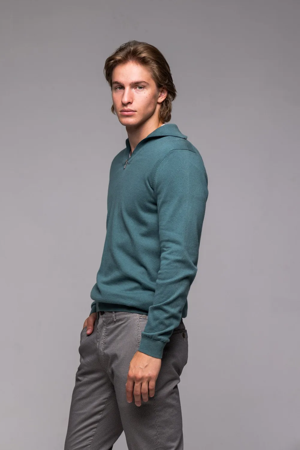Alain Delon maglione verde con zip taglia M