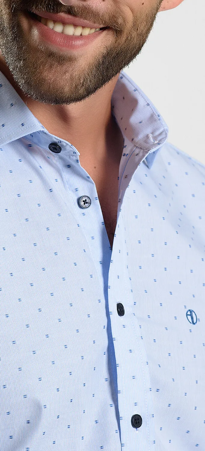Alain Delon camicia azzurra fantasia Extra Slim cotone