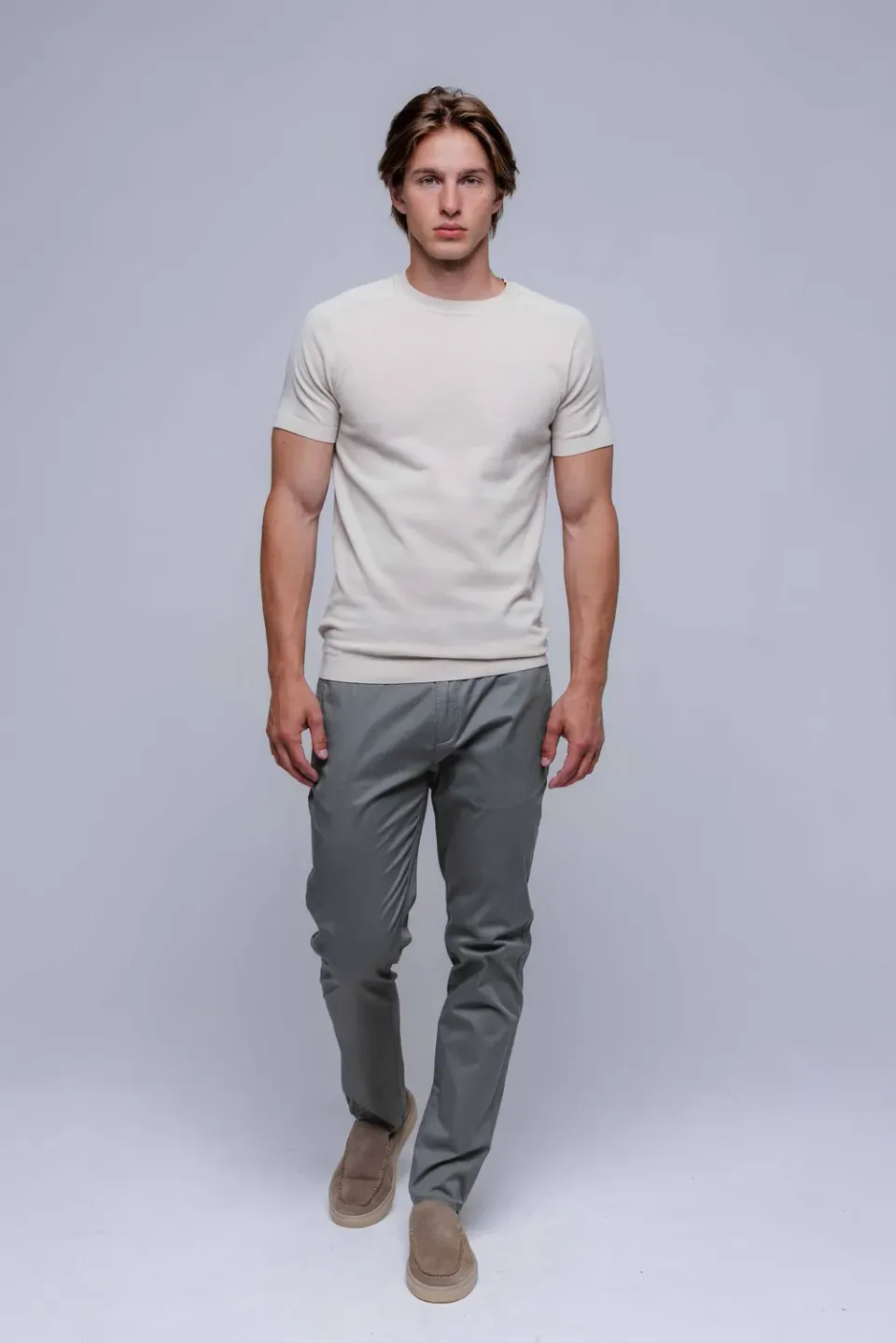 Alain Delon chinos verde oliva cotone elasticizzato