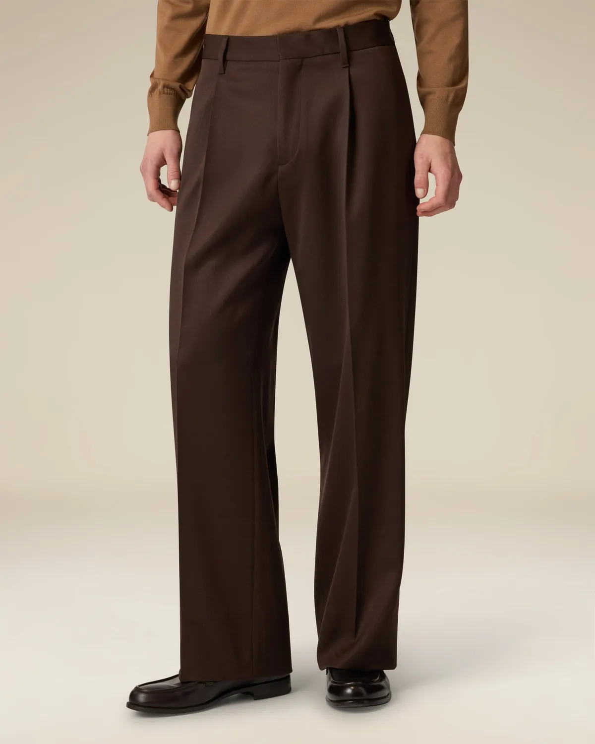 Lardini pantalone piega marrone gabardina lana