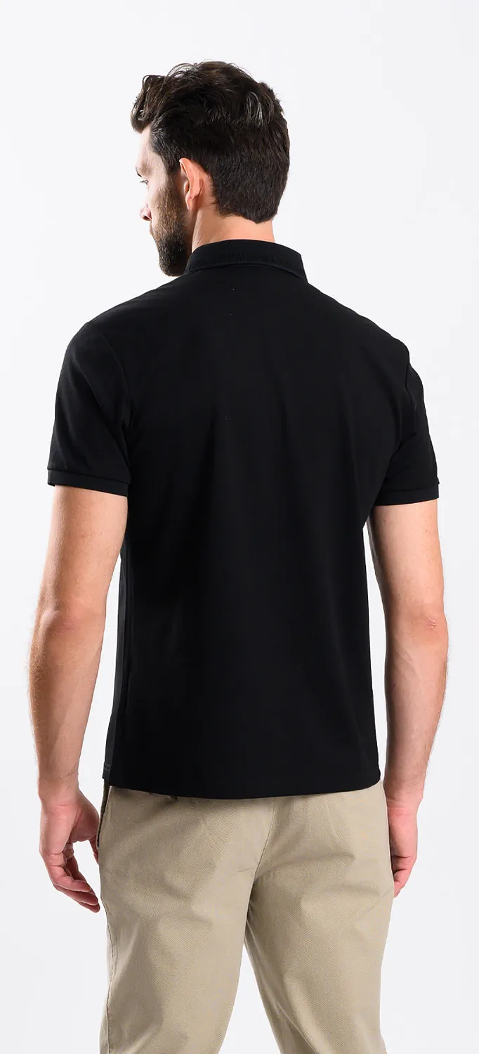Alain Delon polo nera uomo slim fit in cotone