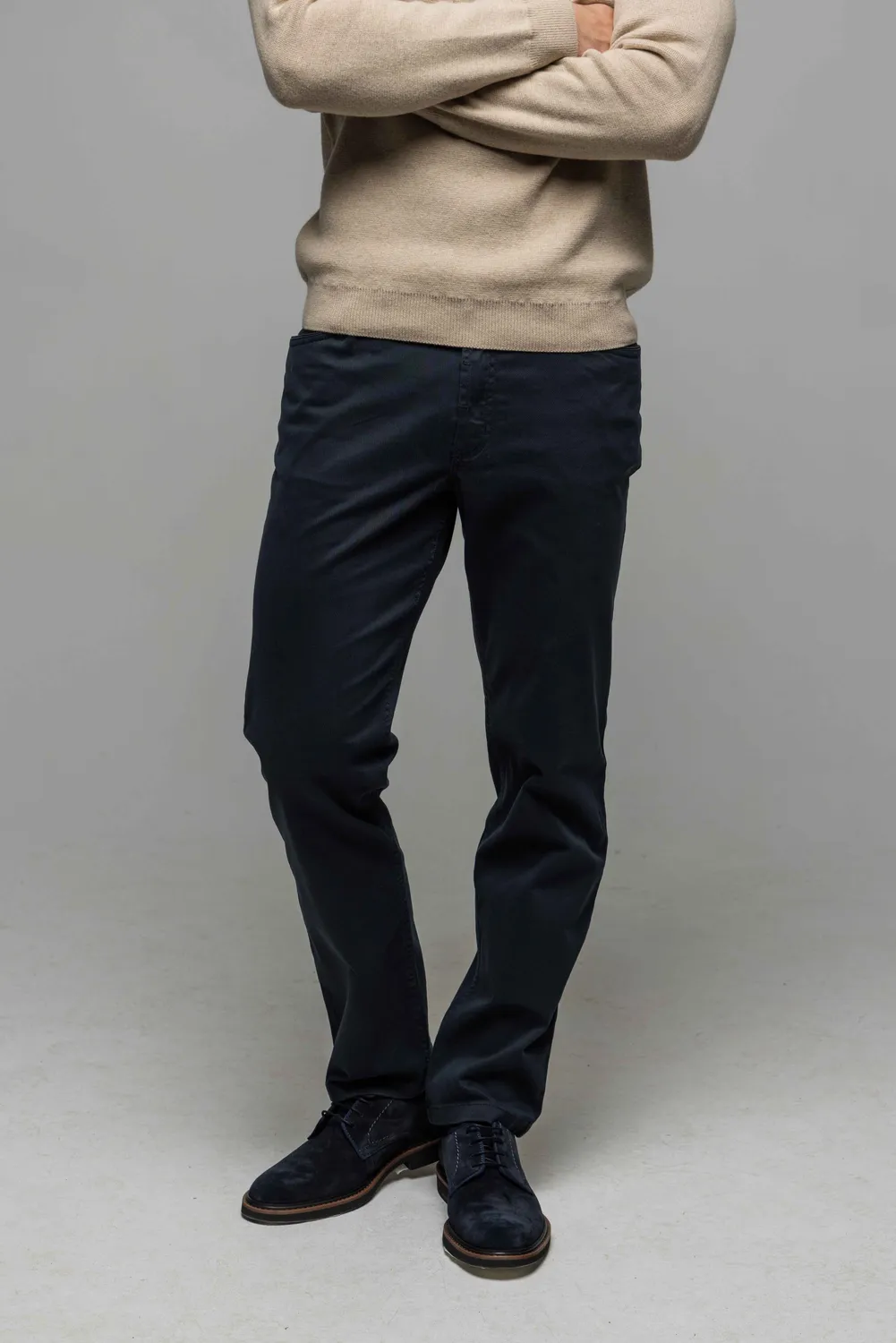 Alain Delon Pantaloni Uomo Grigio-Blu Fantasia