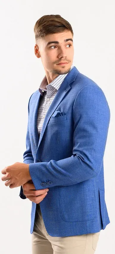 Alain Delon Blazer Blu Royal Lino Lana XL Semifoderato