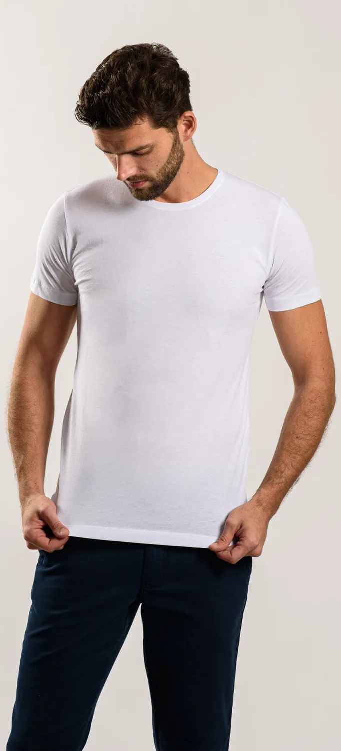 Alain Delon t-shirt bianca cotone elasticizzato girocollo