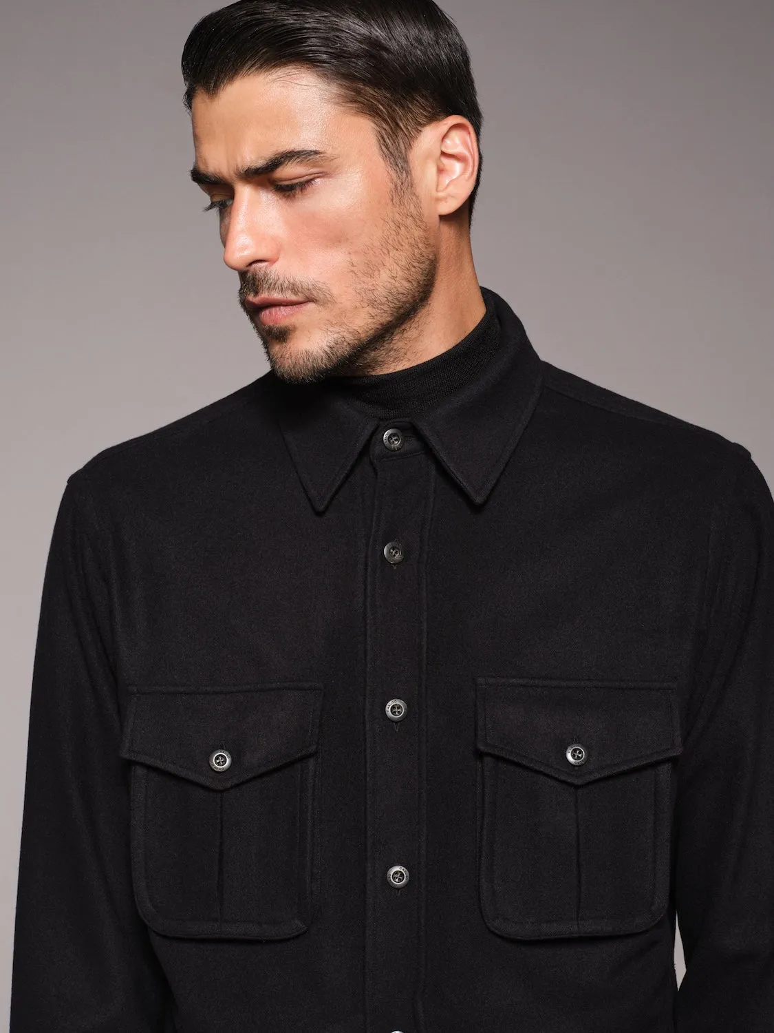 Caruso Aida overshirt lana 180s nera