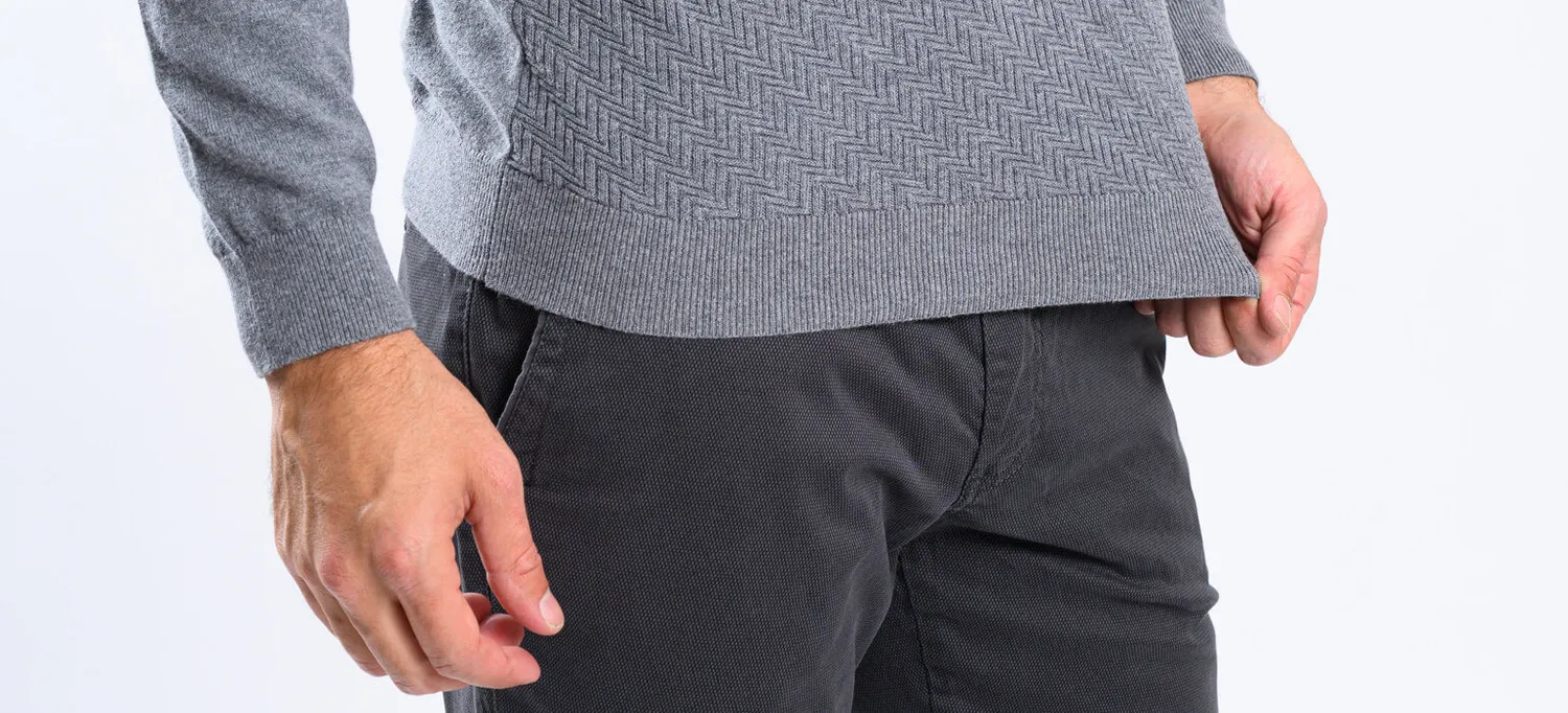 Alain Delon Slim polo maglia uomo grigia manica lunga cashmere