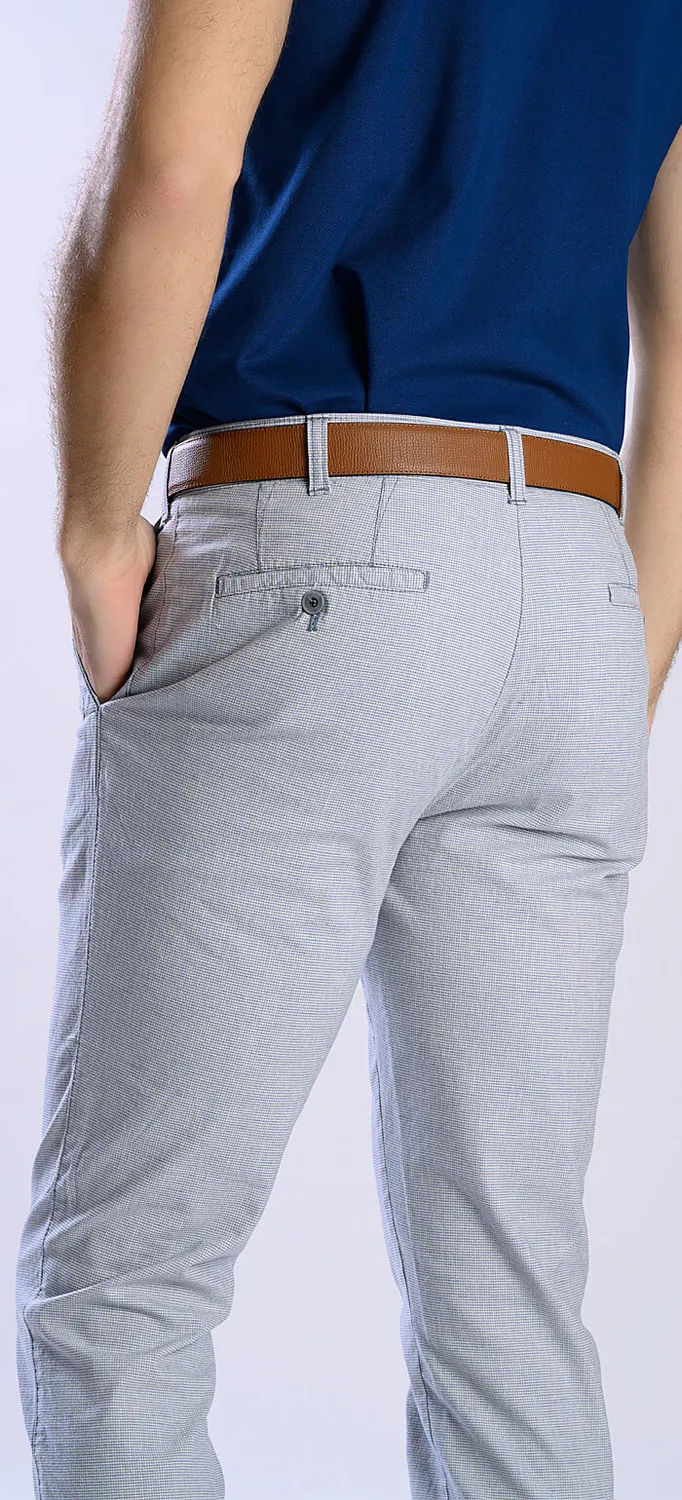 Alain Delon chino pepito grigio-blu lino slim fit