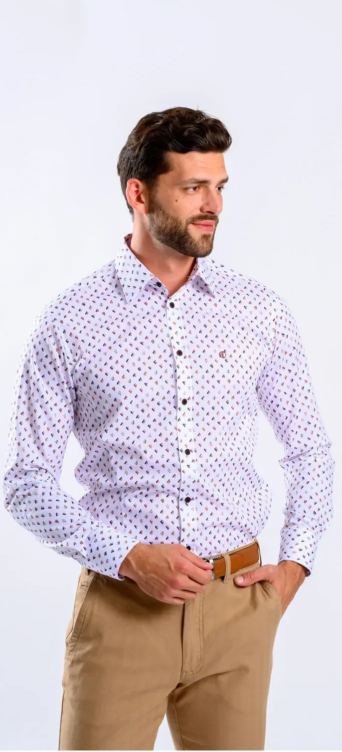 Alain Delon Extra Slim Fit camicia bianca marrone 40