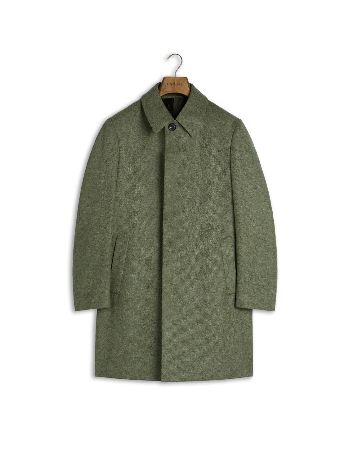 Caruso Butterfly Cappotto Monopetto Lana Verde 4 Bottoni