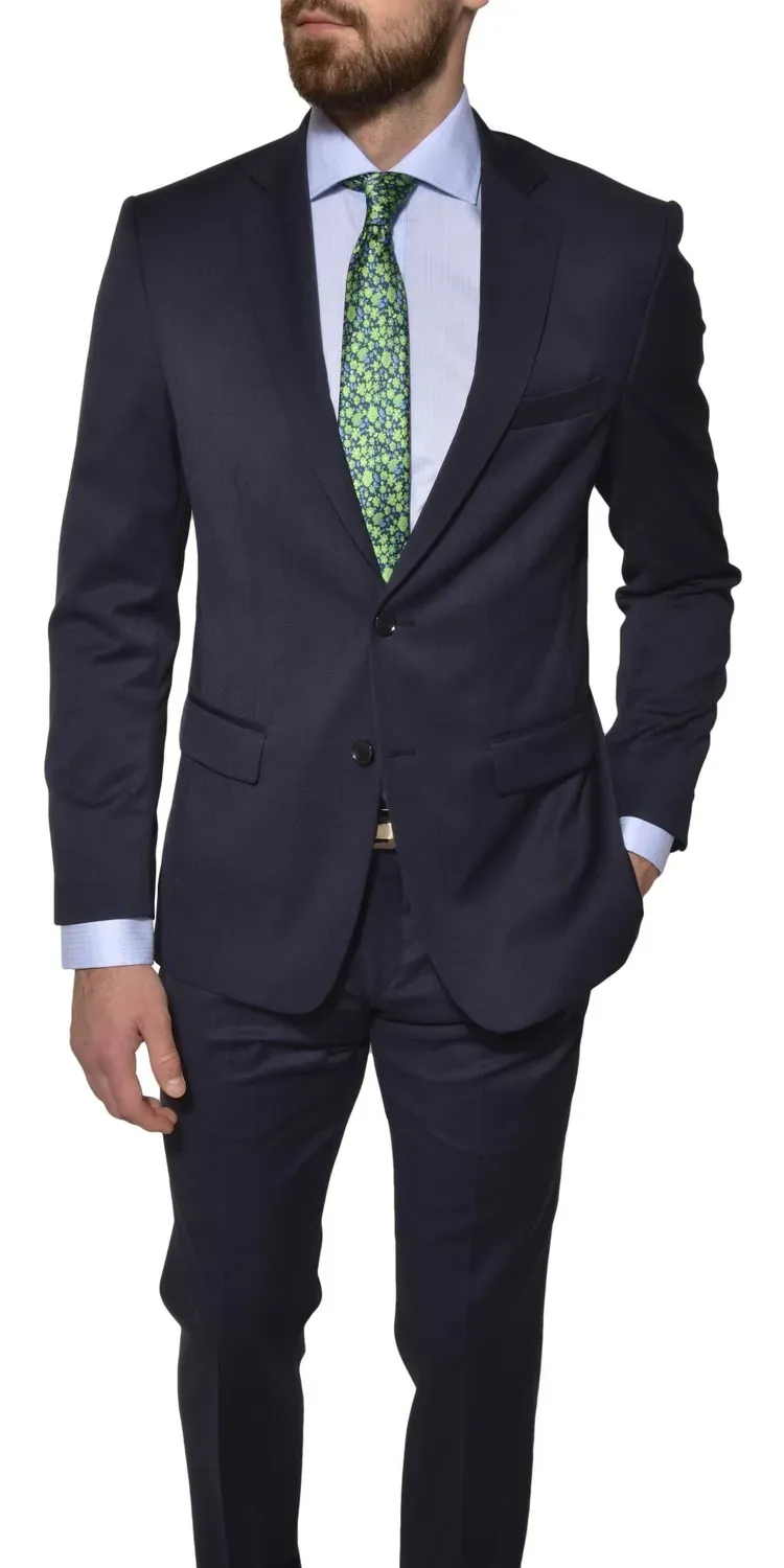 Alain Delon Basic giacca abito blu navy lana stretch