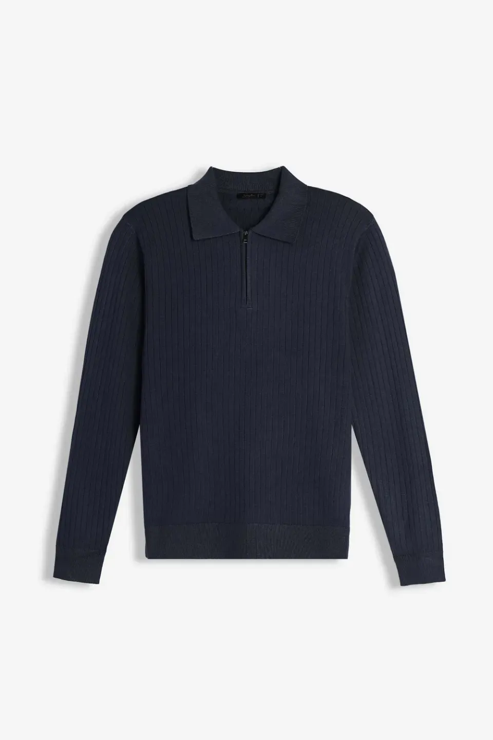 Sonny Bono maglia a costina collo polo mezza zip blu