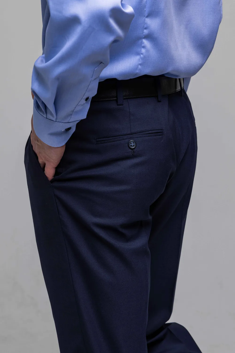 Alain Delon pantalone Basic blu abito Slim Fit lana