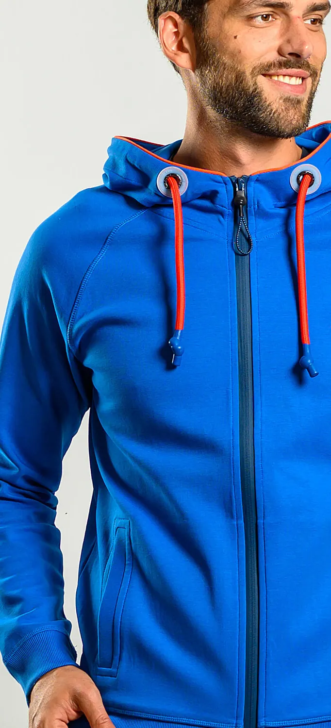 Alain Delon felpa blu cappuccio slim fit