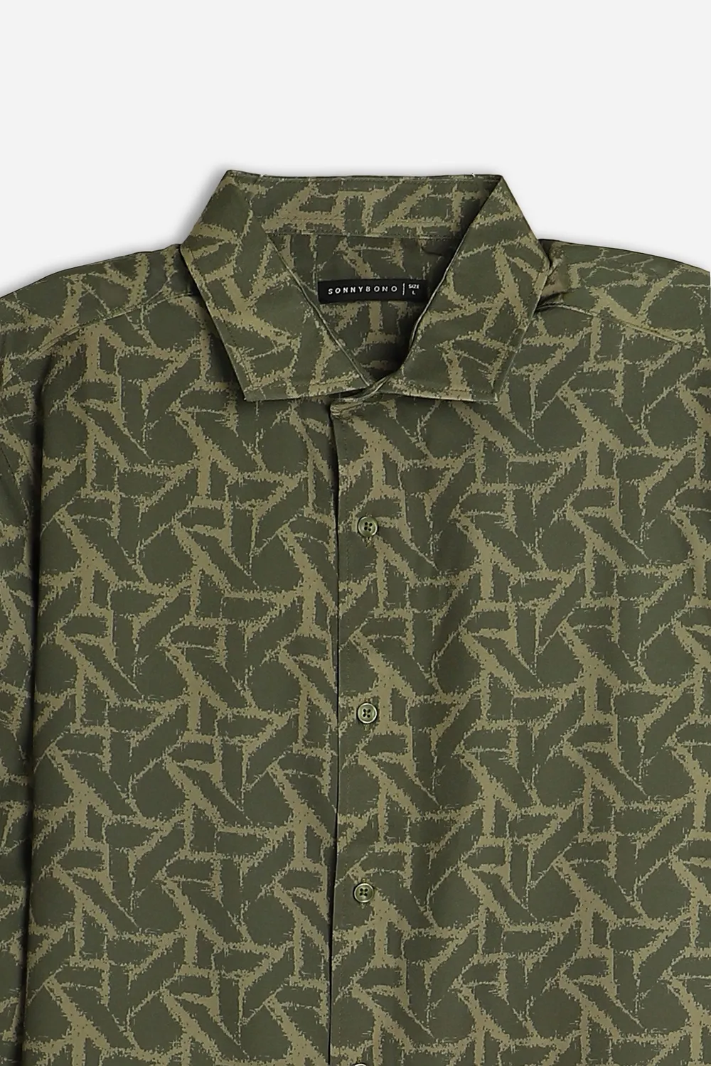 Sonny Bono camicia stretch fantasia verde militare