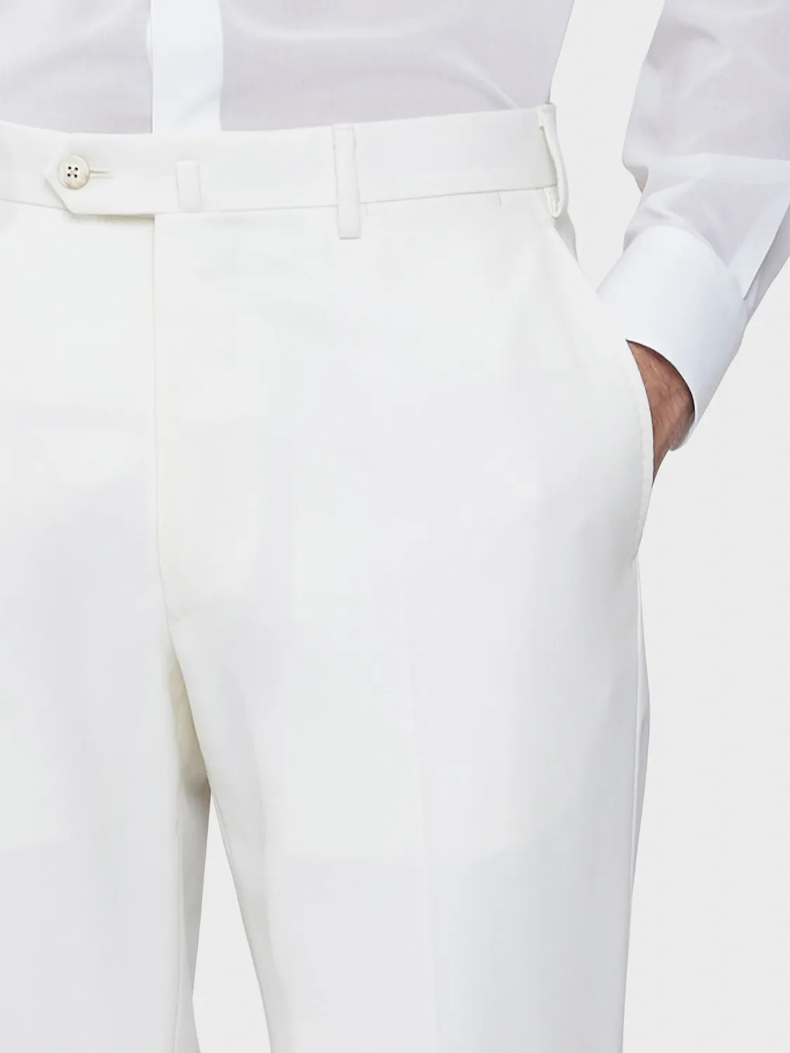 Caruso Pantalone in Lana Bianco Slim Fit