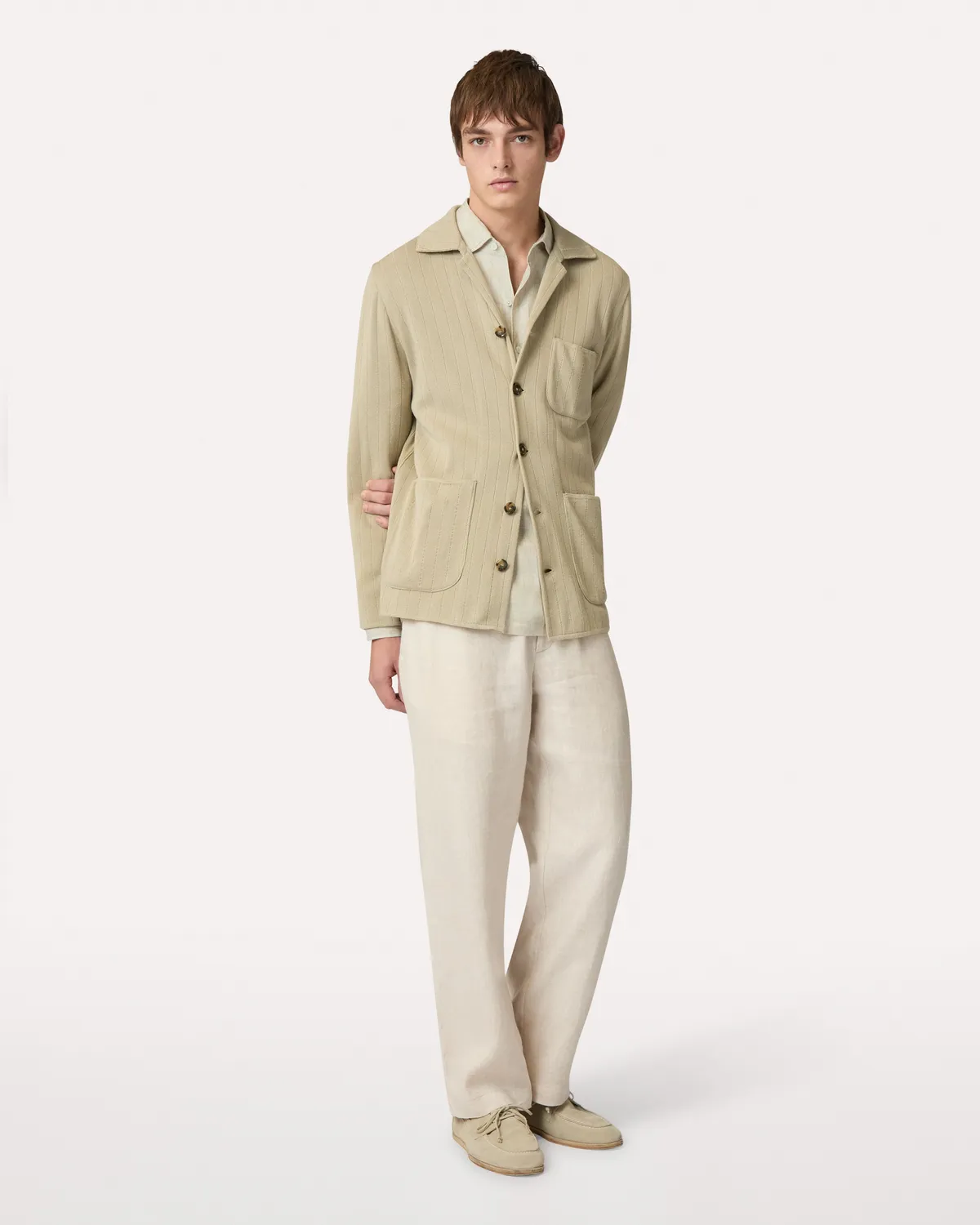 Lardini pantalone beige senza pieghe lino 23 cm