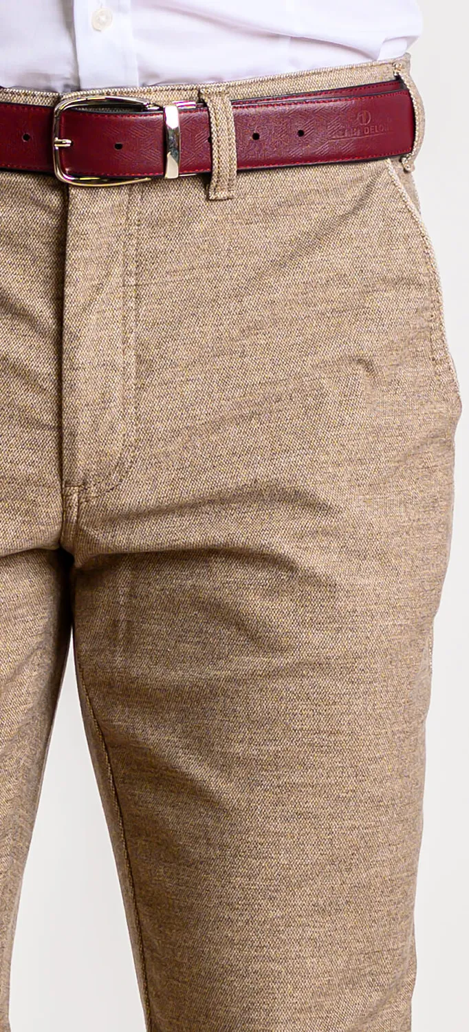 Alain Delon chinos beige chiaro cotone Olimpias slim