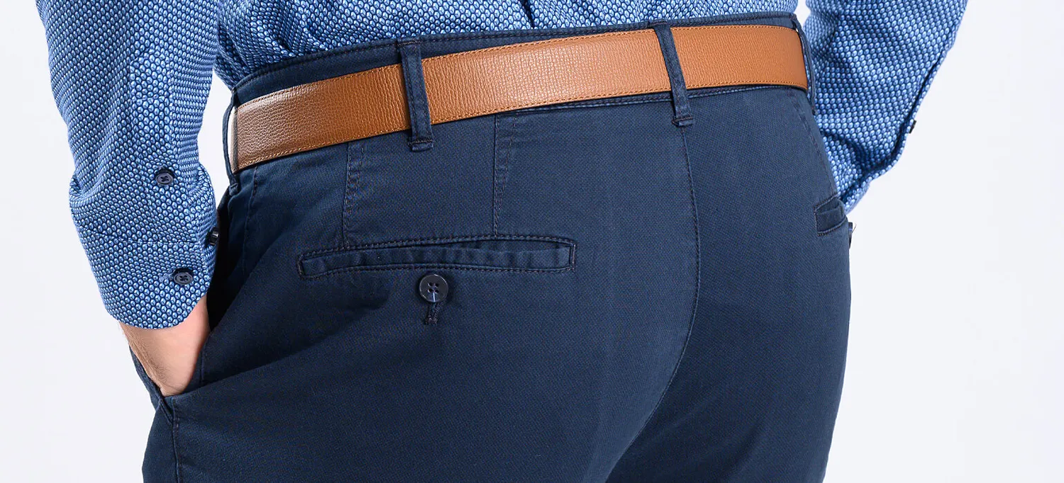 Alain Delon Pantalone Chino Blu Slim Fit Cotone