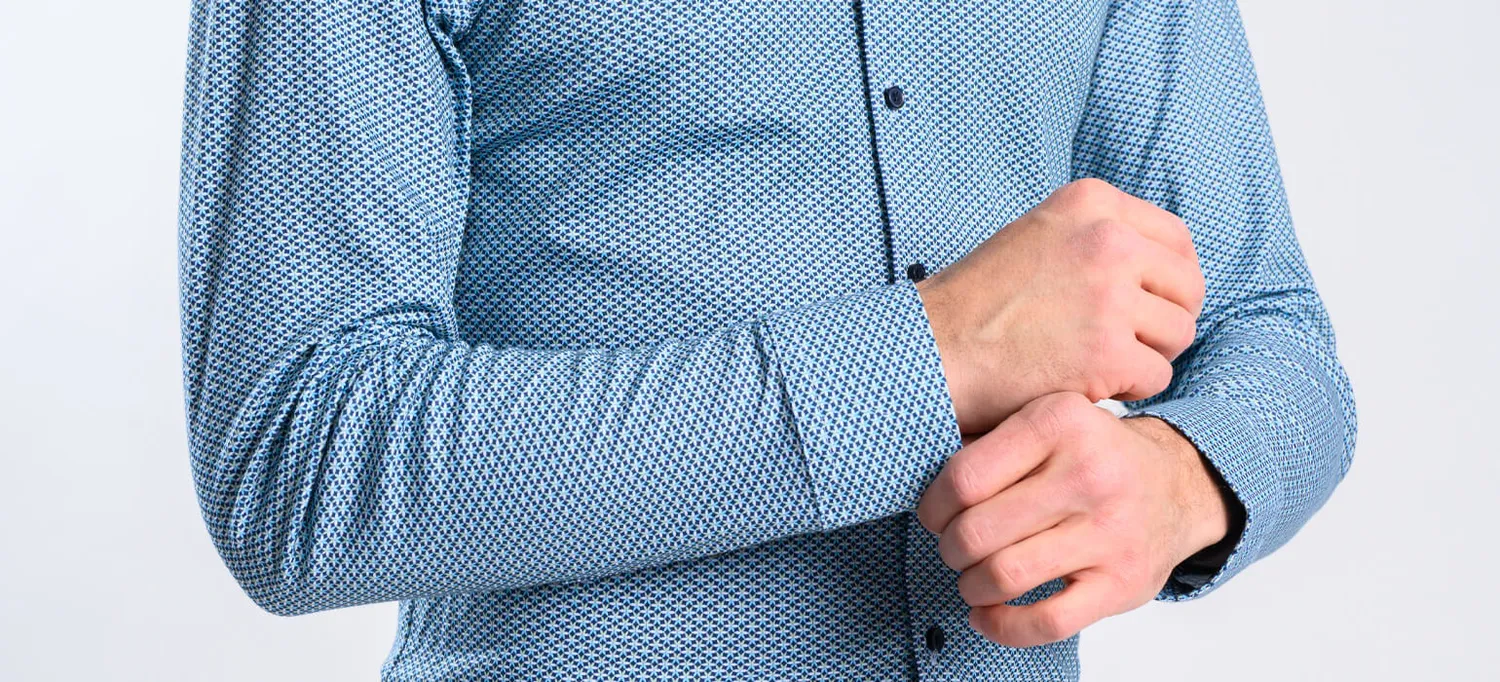 Alain Delon camicia blu jersey extra slim fantasia verde