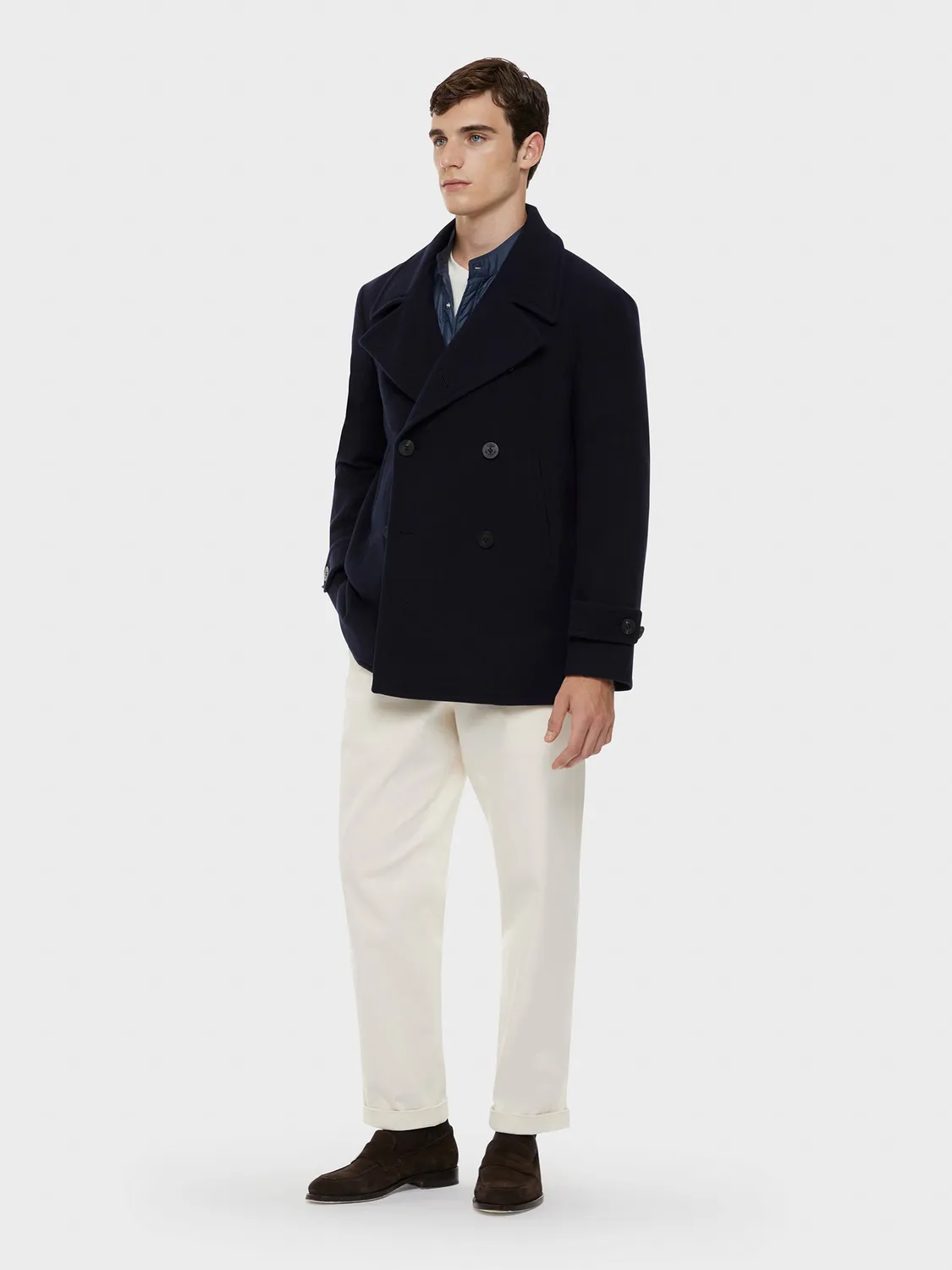 Caruso Norma pantalone cotone stretch gabardine bianco