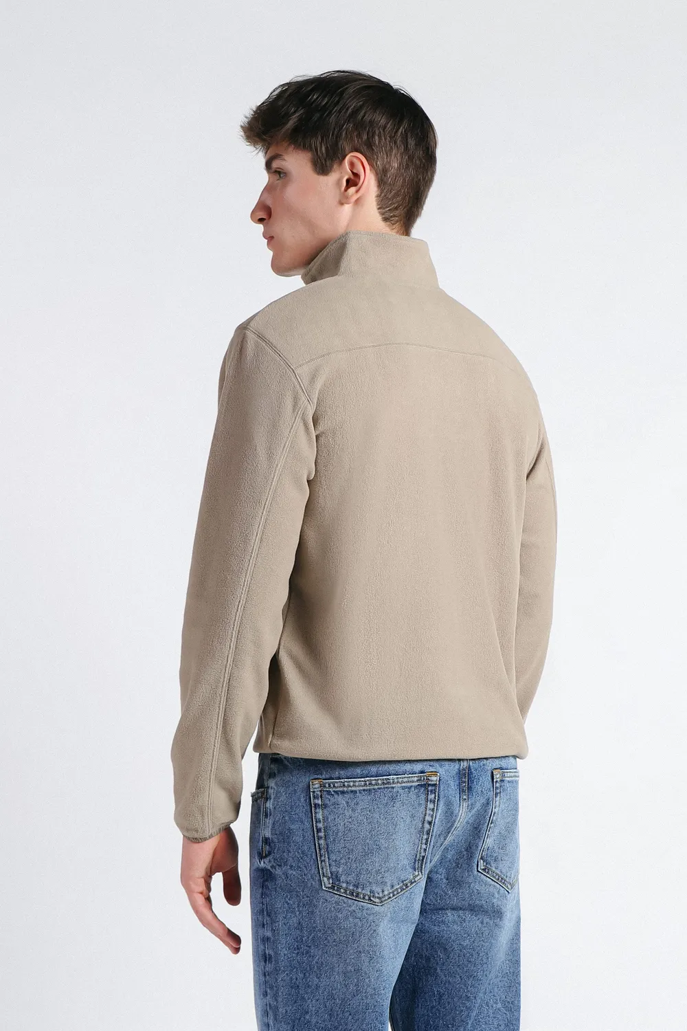 Sonny Bono Pile felpa mezza zip tortora