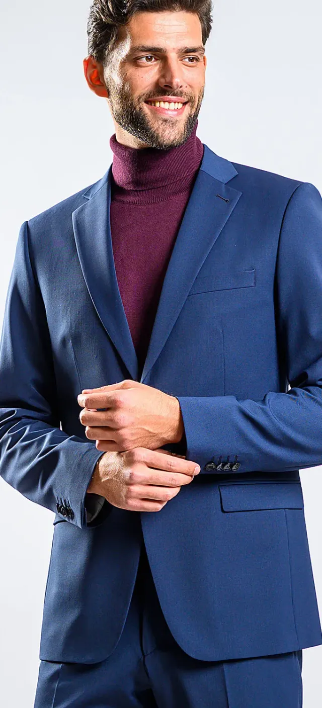 Alain Delon abito slim fit blu navy XL elasticizzato monopetto