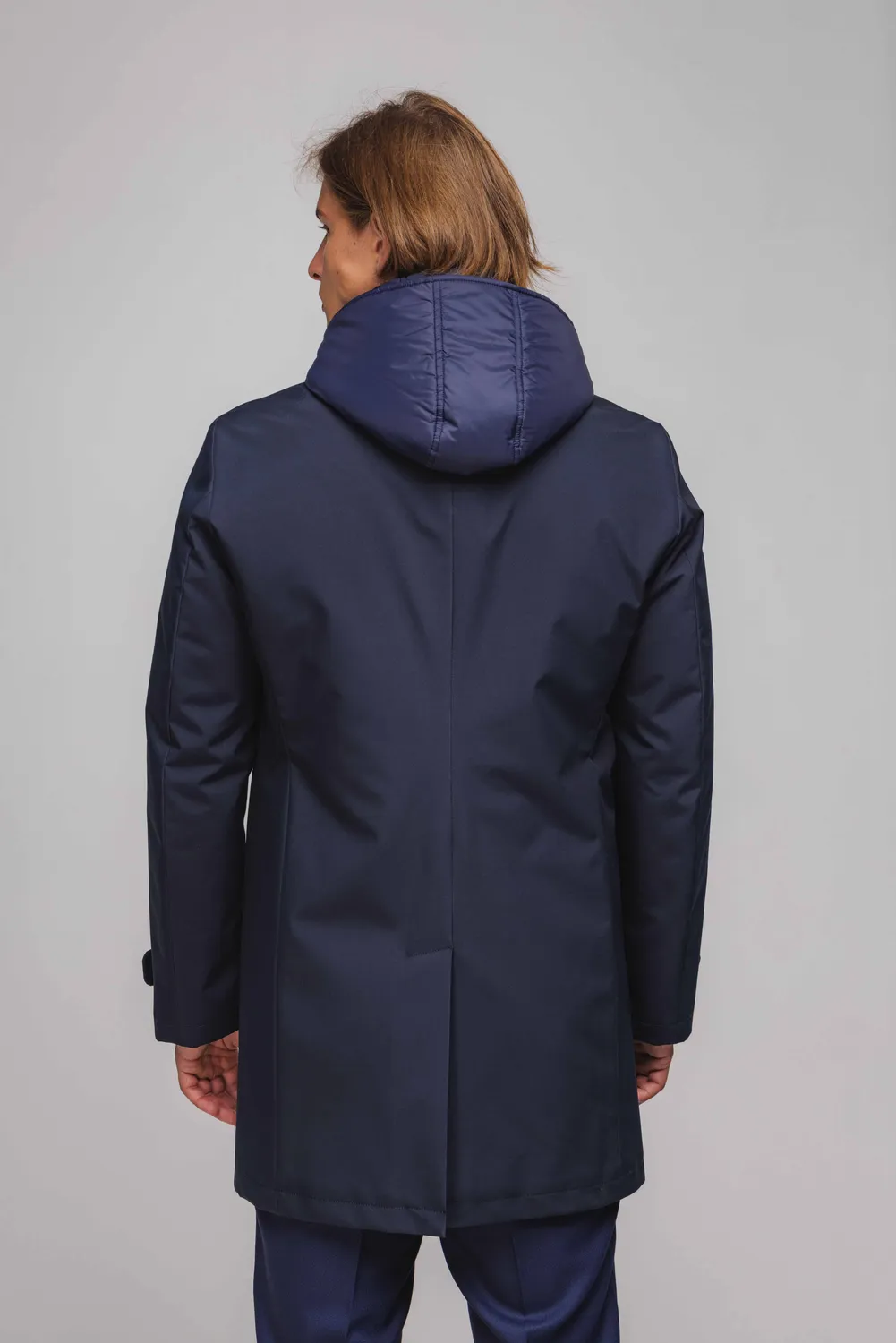 Alain Delon cappotto blu cappuccio taglia 50