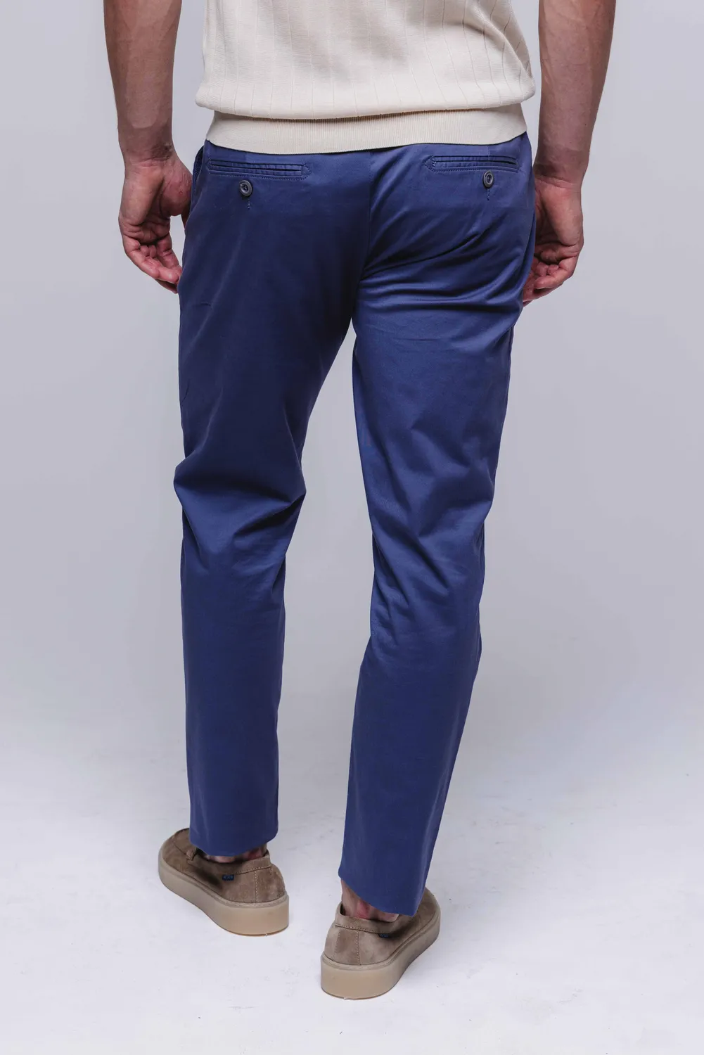 Alain Delon chinos grigio-blu cotone elasticizzato