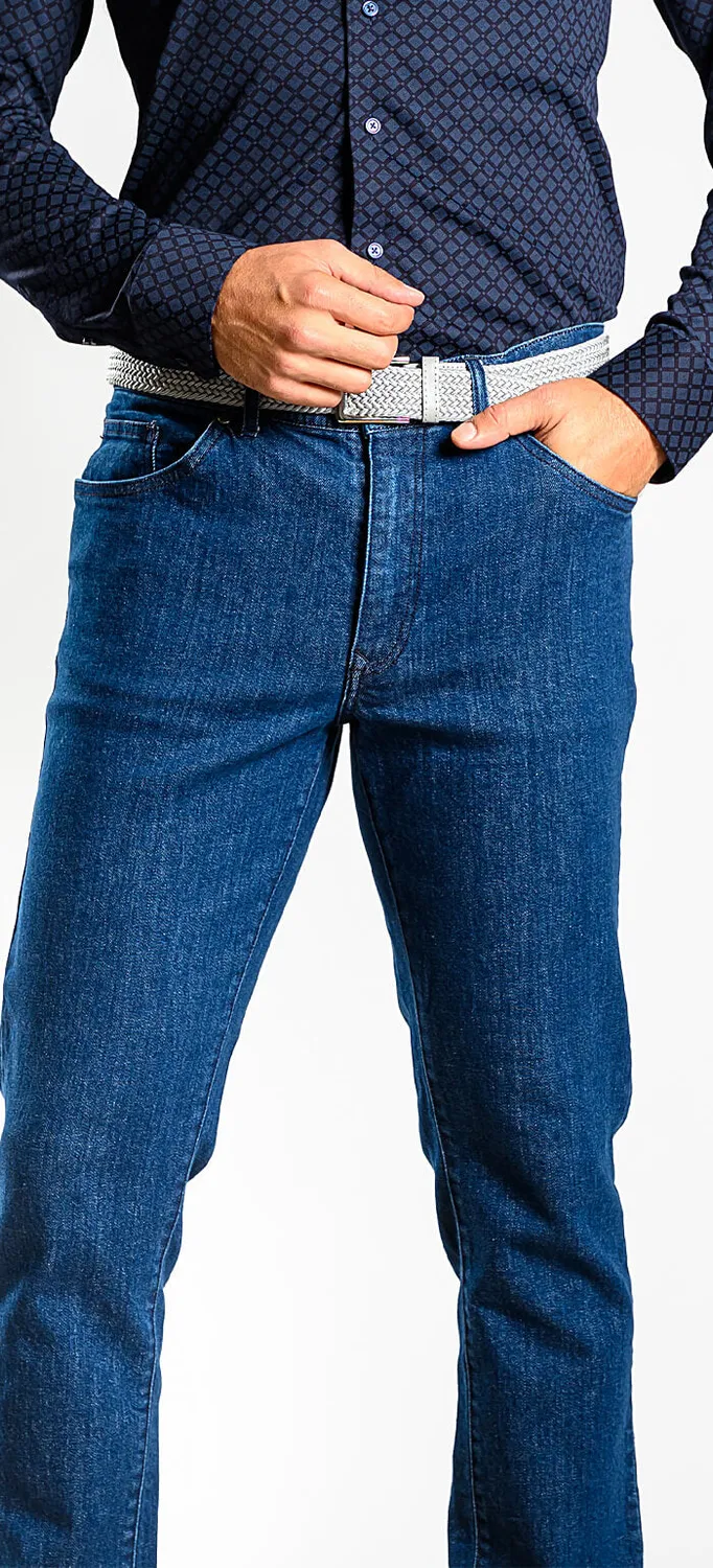 Alain Delon jeans slim fit blu scuro cotone Candiani