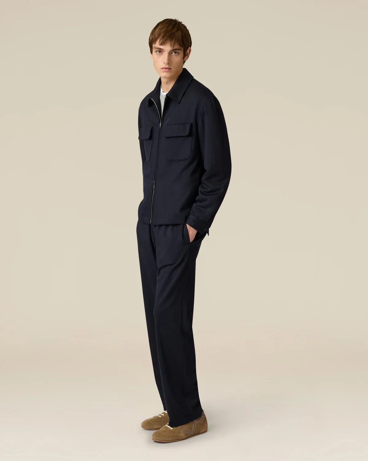 Lardini Easy Wear Giacca camicia lana tencel blu