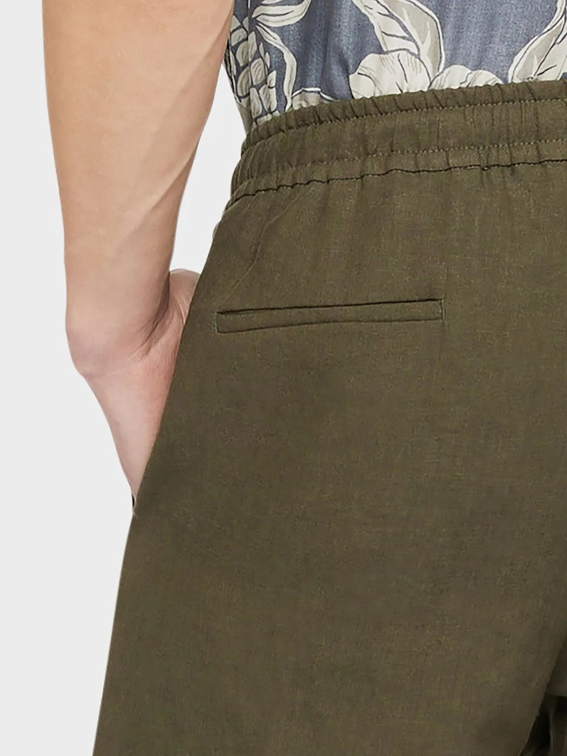Caruso pantalone lino verde militare