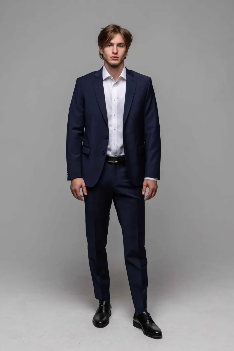 Alain Delon Basic giacca abito blu navy monopetto lana