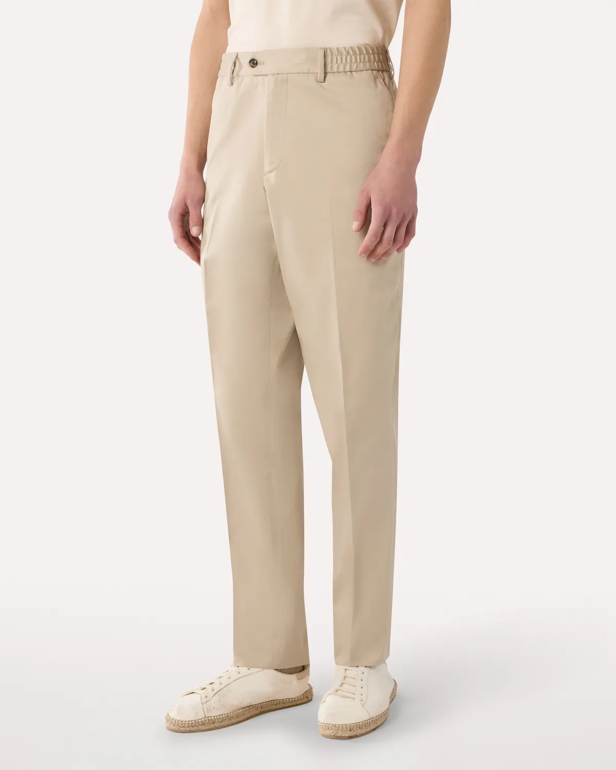 Lardini Pantalone Cotone Beige Elastico Uomo