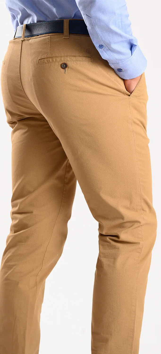 Alain Delon pantalone marrone chiaro chino slim elasticizzato