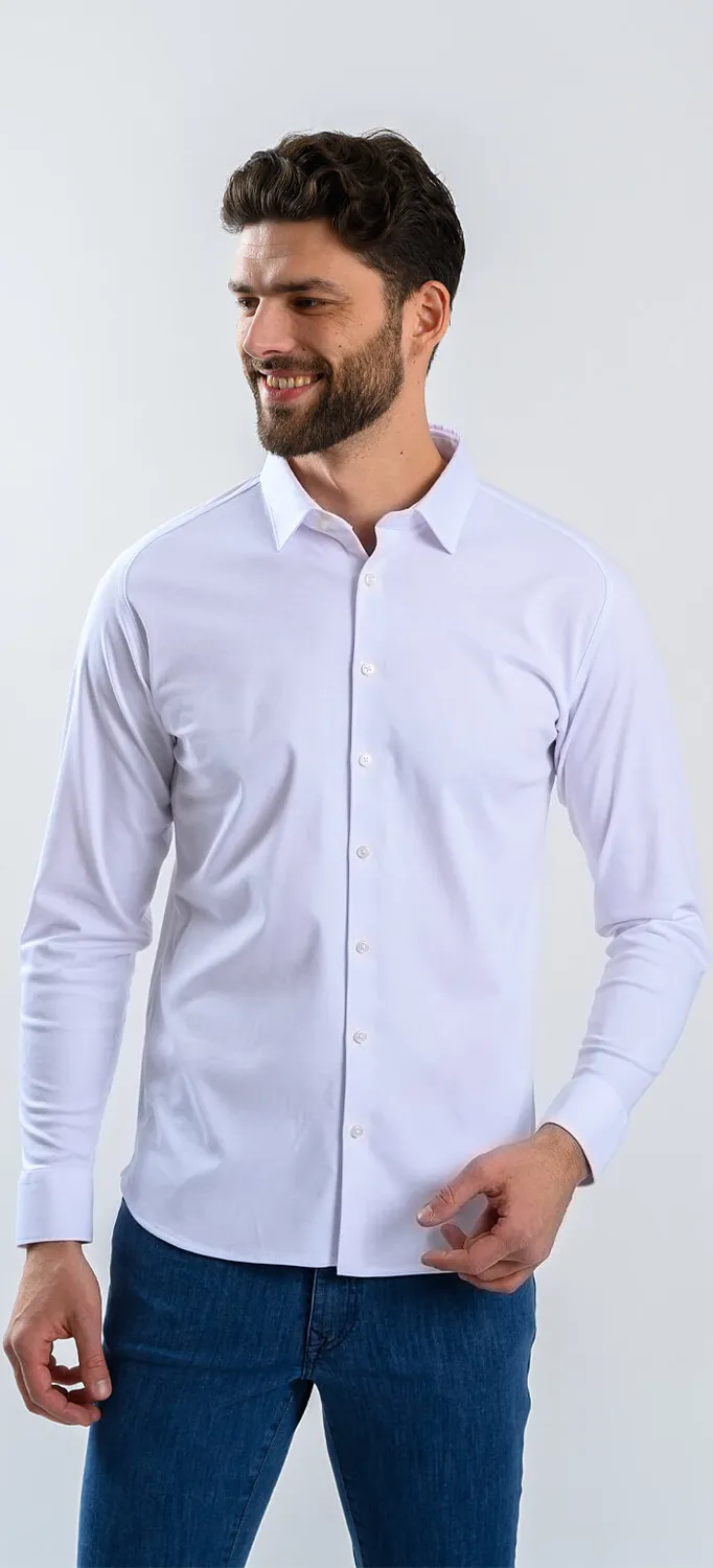 Alain Delon camicia bianca Extra Slim Fit stretch no-stiro