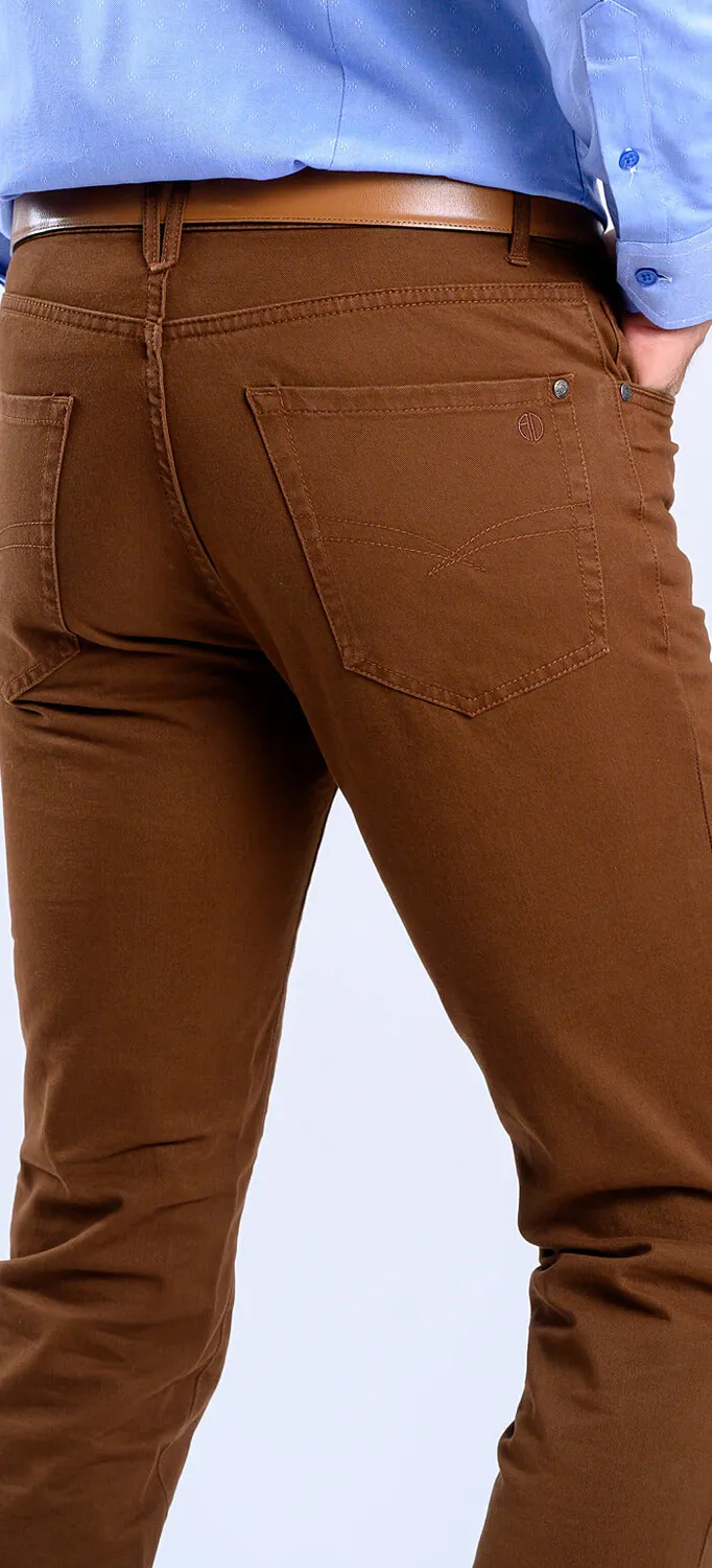 Alain Delon Jeans Marroni Slim Fit Elasticizzati Uomo