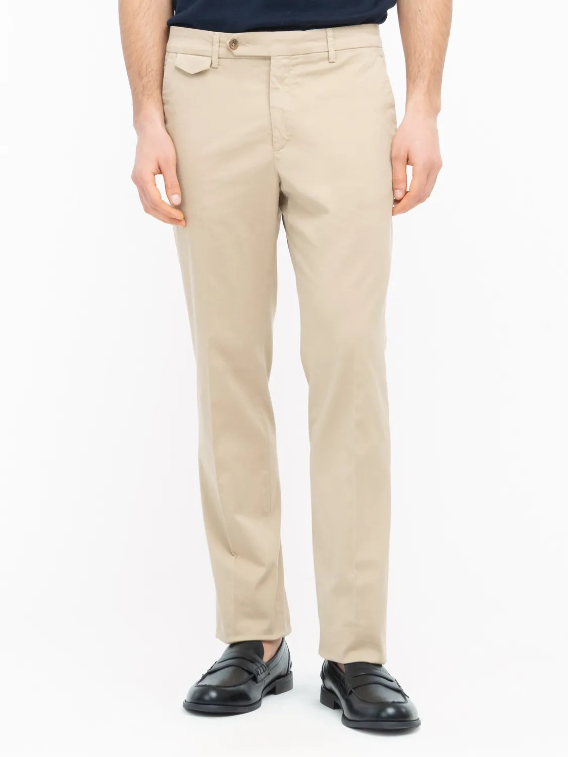Paoloni Pantalone slim gabardina beige cotone stretch