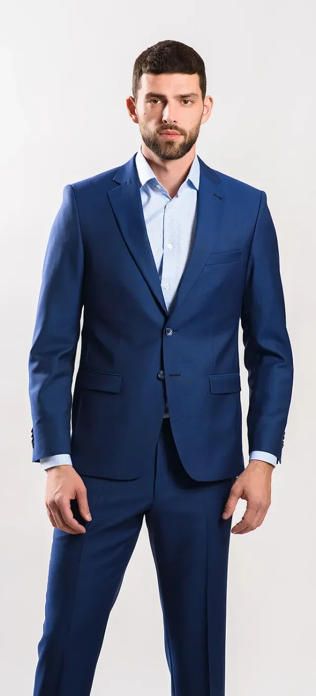 Alain Delon Abito Slim Fit Blu Lana Zignone