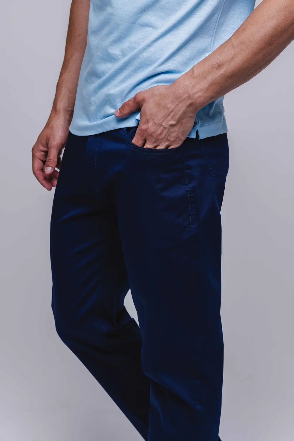 Alain Delon pantalone blu casual elasticizzato cotone