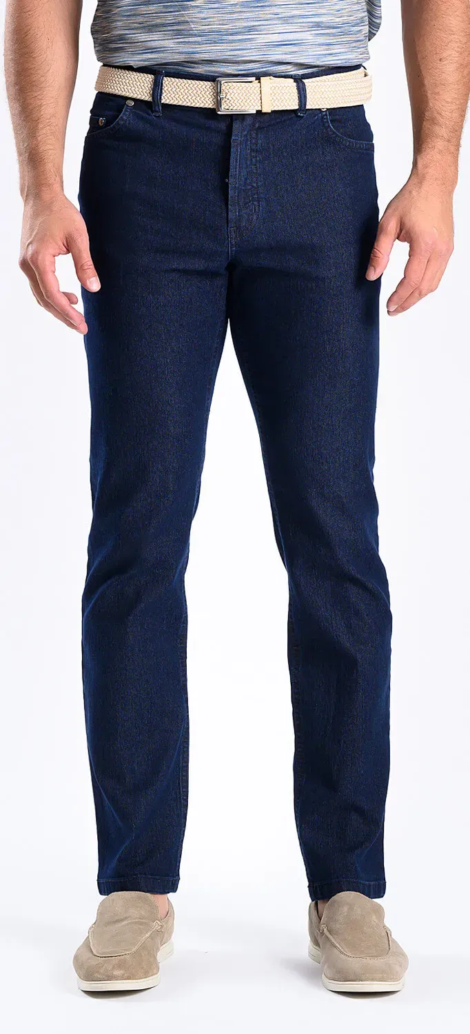 Alain Delon jeans dritti blu scuro cotone elasticizzato