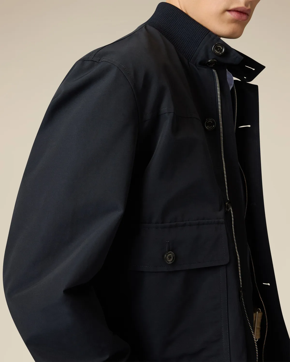 Lardini Giubbino nylon blu imbottito antipioggia collo maglia