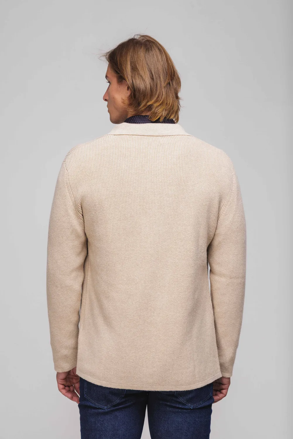 Alain Delon cardigan beige bottoni misto cashmere