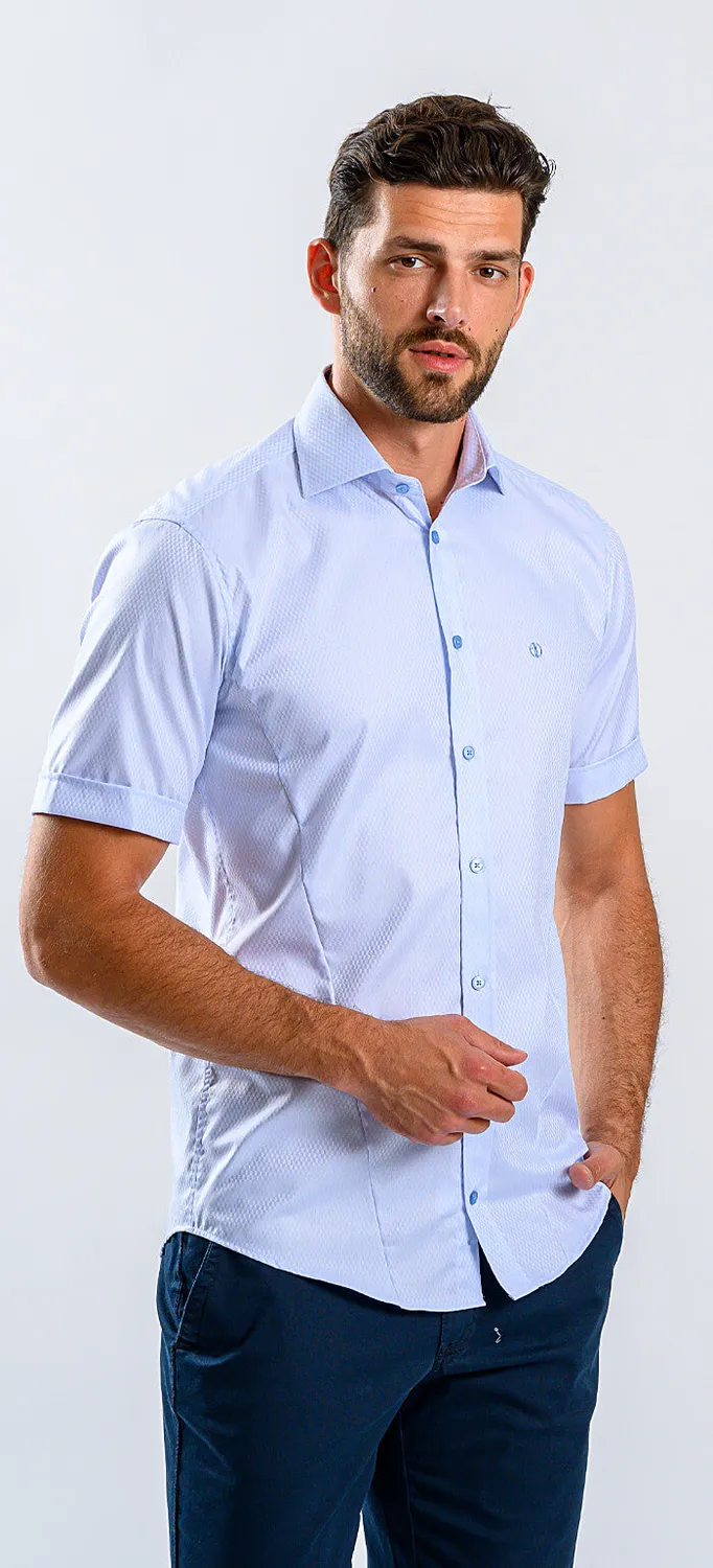 Alain Delon camicia azzurra manica corta extra slim fit
