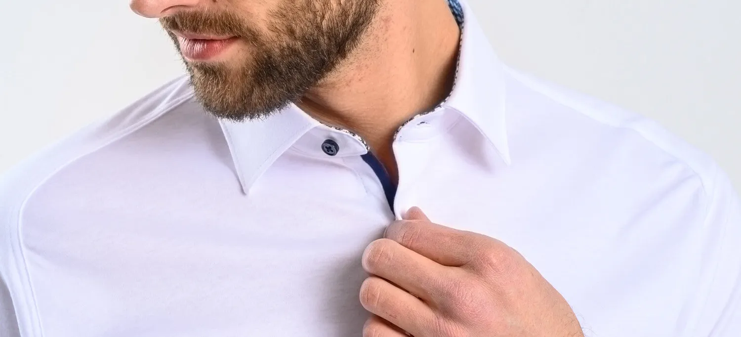 Alain Delon Camicia extra slim bianca manica corta cotone