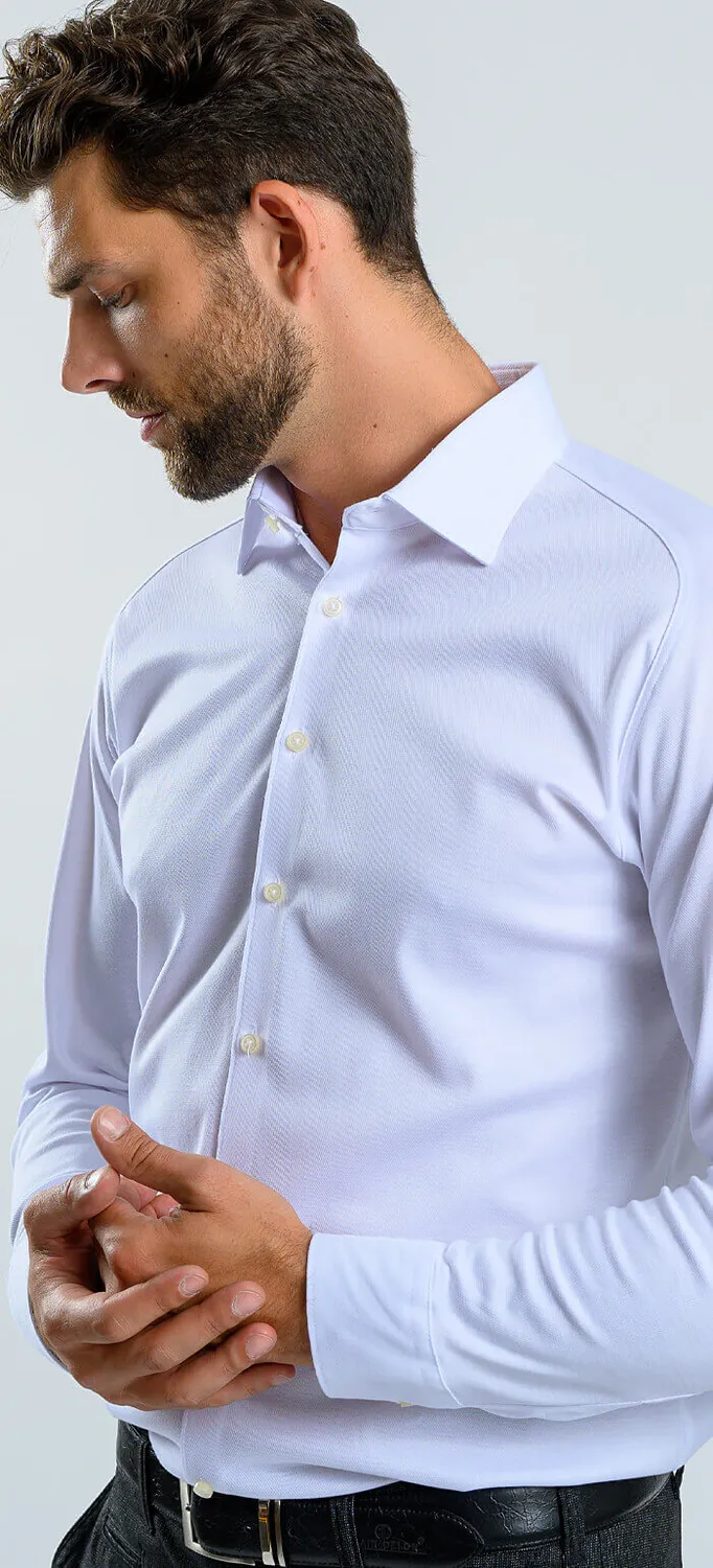 Alain Delon camicia bianca extra slim elasticizzata