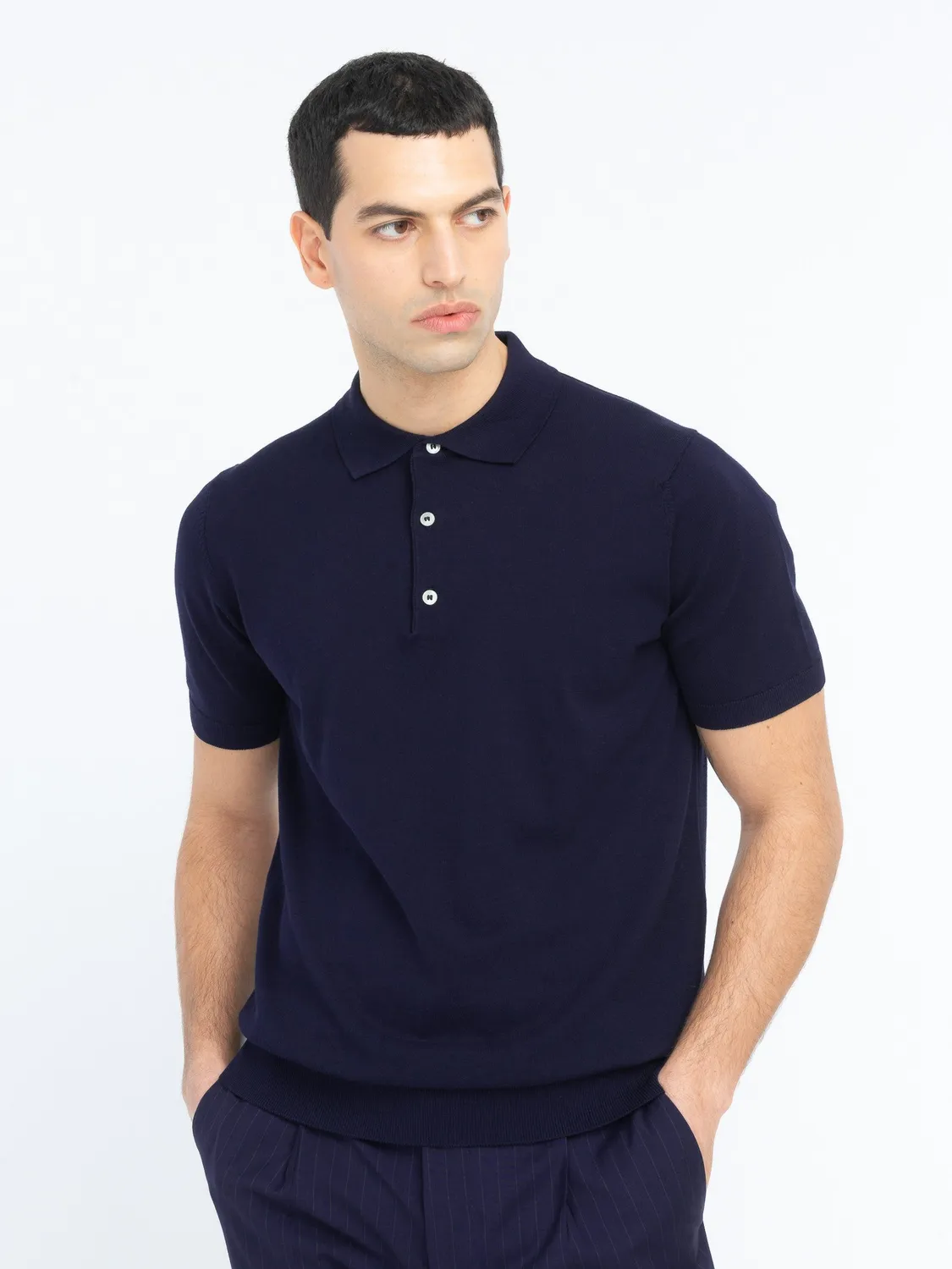 Paoloni Polo Jersey Cotone Uomo Blu Manica Corta