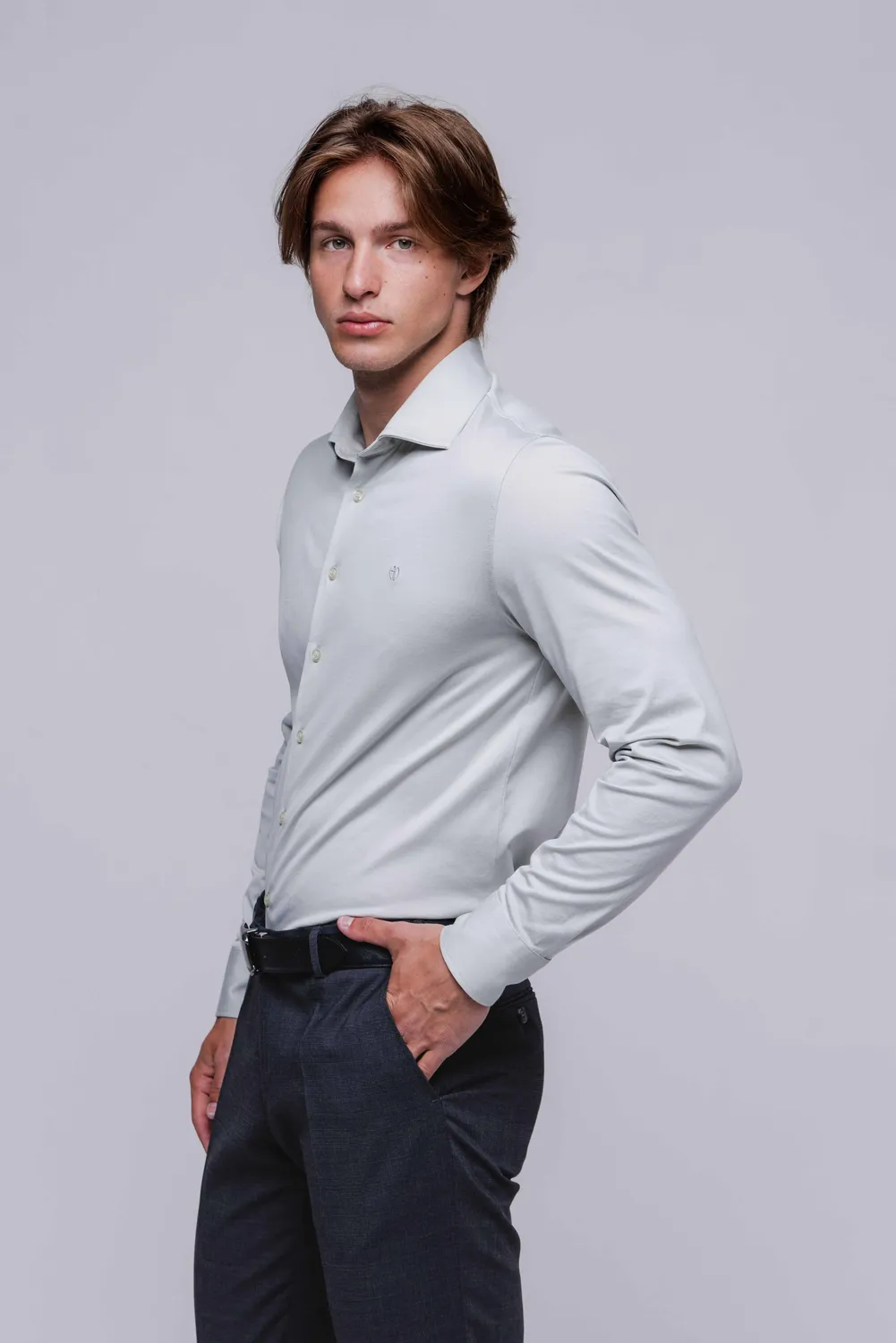 Alain Delon Camicia Verde Stretch Extra Slim Fit